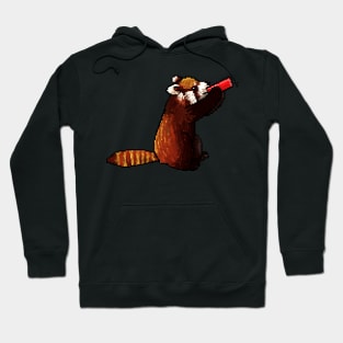 Red panda drinking from a red can Hoodie